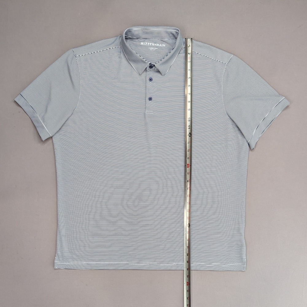 Mizzen + Main XL Classic Fit Blue White Stripe Performance Polo Golf Stretch - Picture 9 of 11